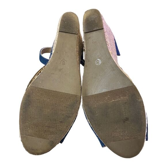 C Comfort Women's Peep Toe Denim Espadrille Wedge Sandals 8 - Picture 5 of 5